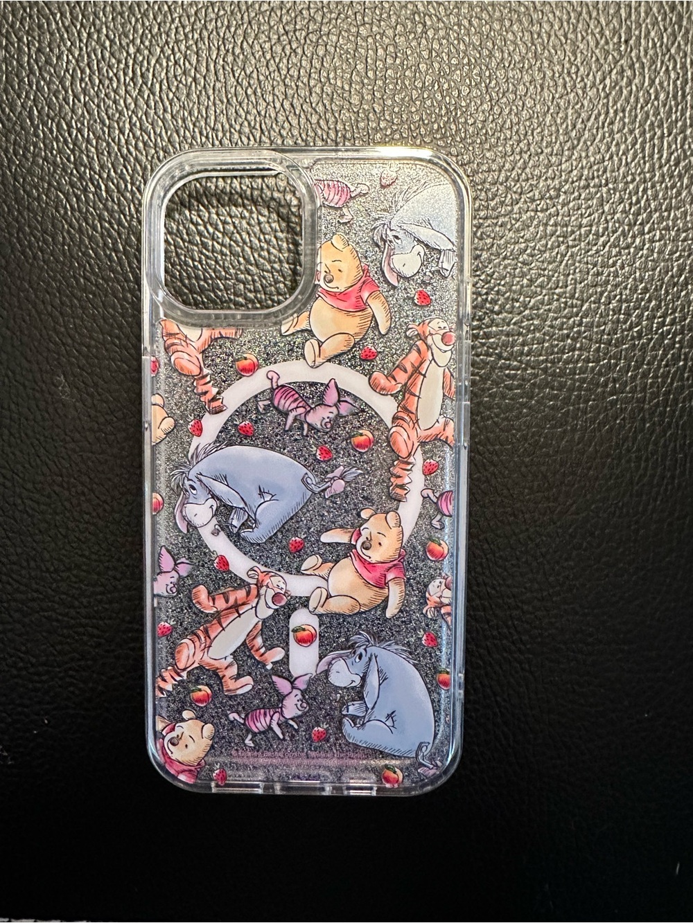 Winnie the Pooh Glitter Clear Phone Case- Mag Safe iPhone 13/14/15